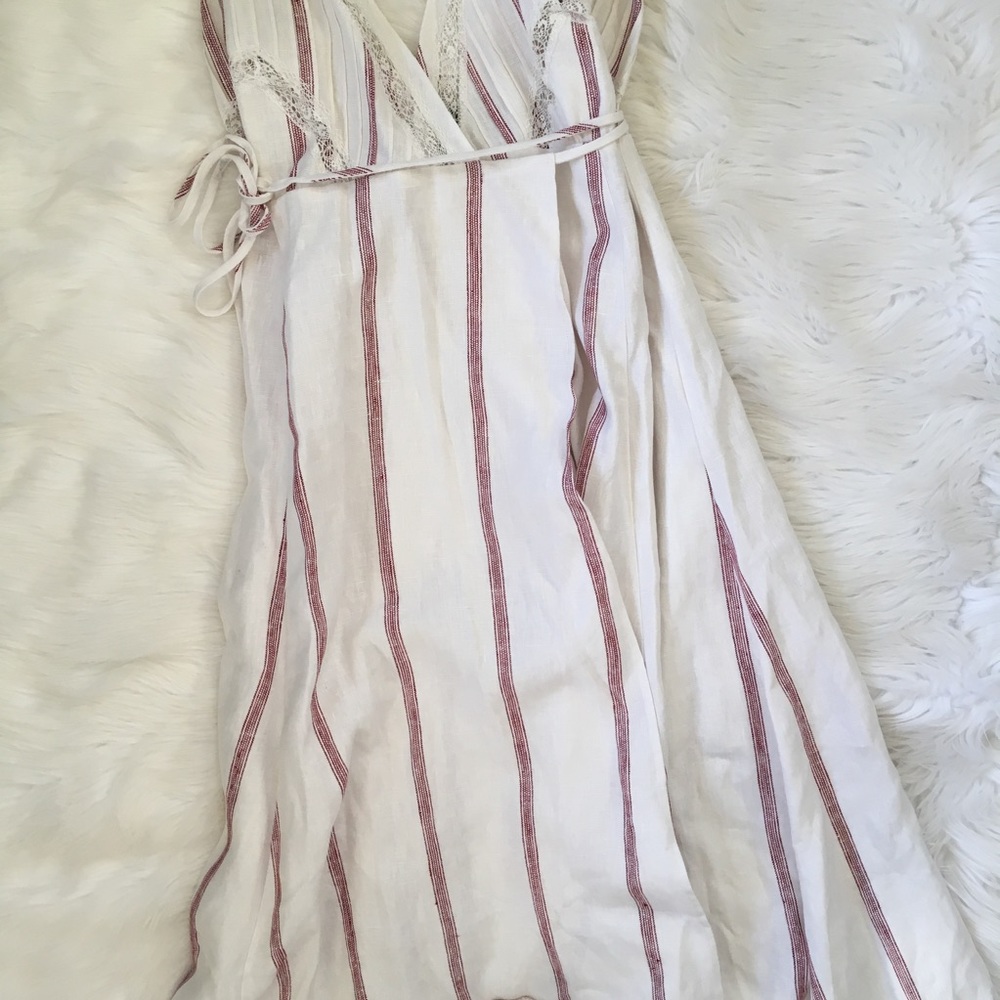 Reformation White and Red Striped Maxi Wrap Dress - Picture 4 of 8